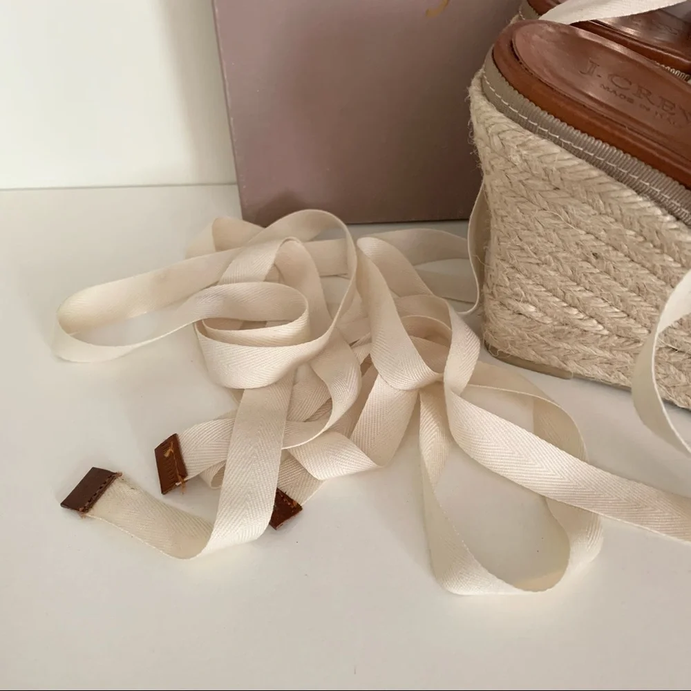 J. Crew leather espadrille wedge sandals Italy